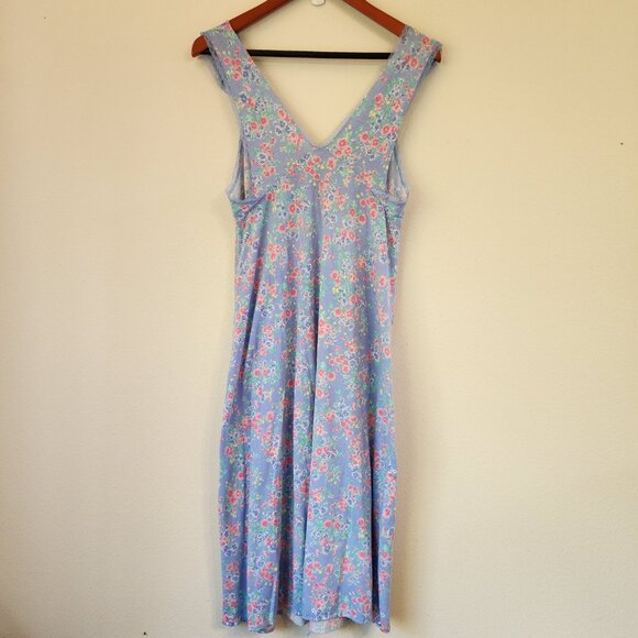 Lauren Ralph Lauren Slvless Midi Baby Doll Sleep Dres V Neck Ruffle Women M Y2K - Picture 7 of 14